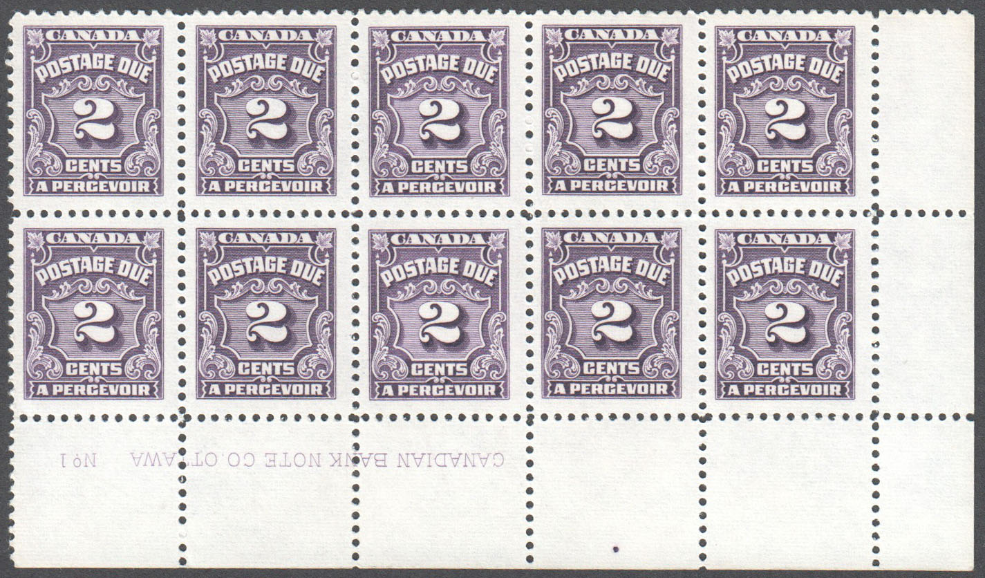 Canada Scott J16 MNH PB of 10 (A5-7) - Click Image to Close